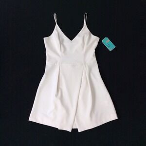 Dillards Dress Womens Large Ivory V Neck Spaghetti Strap Short Gianni Bini NWT